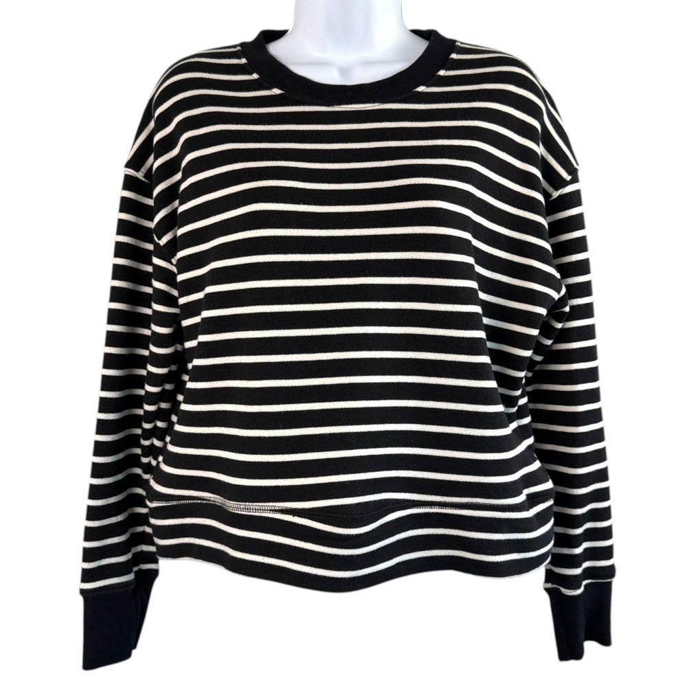 PerfectWhiteTee Tyler Sweatshirt Striped Sz XS Cropped Crewneck Minimalist